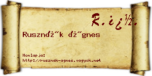Rusznák Ágnes névjegykártya